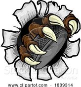 Vector Illustration of Ice Hockey Puck Claw Monster Animal Hand by AtStockIllustration