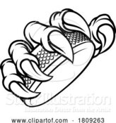 Vector Illustration of Ice Hockey Puck Claw Monster Animal Hand by AtStockIllustration