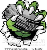 Vector Illustration of Ice Hockey Puck Claw Monster Sports Hand by AtStockIllustration