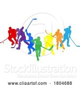 Vector Illustration of Ice Hockey Silhouette People Player Silhouettes by AtStockIllustration