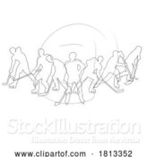 Vector Illustration of Ice Hockey Silhouette People Player Silhouettes by AtStockIllustration