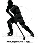 Vector Illustration of Ice Hockey Sports Player Silhouette by AtStockIllustration