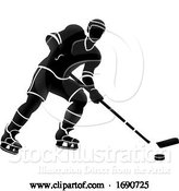 Vector Illustration of Ice Hockey Sports Player Silhouette by AtStockIllustration