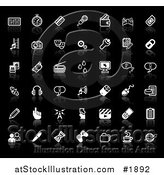 Vector Illustration of Internet Media Application Icons with Reflections, on Black by AtStockIllustration