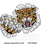 Vector Illustration of Jaguar Leopard Cheetah Panther Gamer Mascot by AtStockIllustration