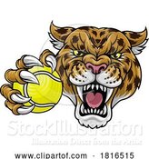 Vector Illustration of Jaguar Leopard Cheetah Panther Tennis Mascot by AtStockIllustration