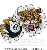 Vector Illustration of Jaguar Leopard Cheetah Pool Billiards Ball Mascot by AtStockIllustration