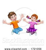 Vector Illustration of Jumping Girl and Boy Children Children by AtStockIllustration