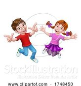 Vector Illustration of Jumping Girl and Boy Children Children by AtStockIllustration