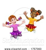 Vector Illustration of Jumping Girls Children Children by AtStockIllustration