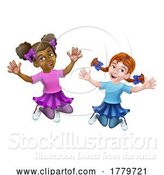 Vector Illustration of Jumping Girls Children Children by AtStockIllustration