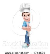Vector Illustration of Kid Boy Chef Cook Baker Child Sign by AtStockIllustration