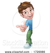 Vector Illustration of Kid Boy Child Pointing Sign by AtStockIllustration