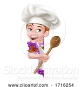 Vector Illustration of Kid Girl Chef Cook Baker Child Sign by AtStockIllustration