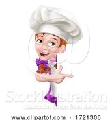 Vector Illustration of Kid Girl Chef Cook Baker Child Sign by AtStockIllustration