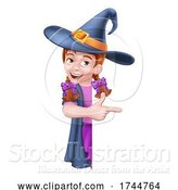 Vector Illustration of Kid Girl Child Halloween Witch Sign by AtStockIllustration