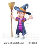 Vector Illustration of Kid Girl Child in Witch Halloween Costume by AtStockIllustration