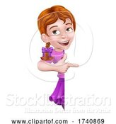 Vector Illustration of Kid Girl Child Pointing Sign by AtStockIllustration