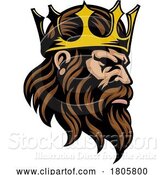 Vector Illustration of King Crown Warrior Head Mascot Medieval Face Guy by AtStockIllustration