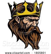 Vector Illustration of King Crown Warrior Head Mascot Medieval Face Guy by AtStockIllustration