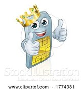 Vector Illustration of King Mobile Phone Sim Card Mascot by AtStockIllustration