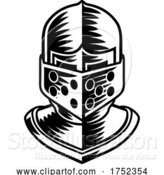 Vector Illustration of Knight Helmet Armor Helm Medieval Vintage Woodcut by AtStockIllustration