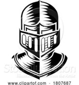 Vector Illustration of Knight Helmet Armor Helm Medieval Vintage Woodcut by AtStockIllustration