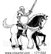 Vector Illustration of Knight in Armour Warrior on Horse Medieval Joust by AtStockIllustration