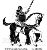 Vector Illustration of Knight in Armour Warrior on Horse Medieval Joust by AtStockIllustration