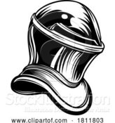 Vector Illustration of Knight Templar Helmet Etching Heraldic Design by AtStockIllustration