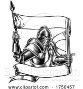 Vector Illustration of Knight with Banner Battle Flag Standard Ribbon by AtStockIllustration
