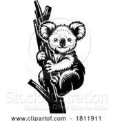 Vector Illustration of Koala Bear Animal Woodcut Vintage Icon Mascot by AtStockIllustration