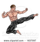 Vector Illustration of Kung Fu or Karate Flying Kick by AtStockIllustration