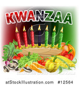 Vector Illustration of Kwanzaa Text with Vegetables and Candles by AtStockIllustration