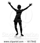 Vector Illustration of Lady Arms Raised Person Silhouette by AtStockIllustration