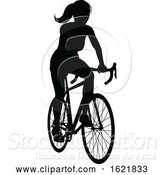 Vector Illustration of Lady Bike Cyclist Riding Bicycle Silhouette by AtStockIllustration