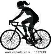 Vector Illustration of Lady Bike Cyclist Riding Bicycle Silhouette by AtStockIllustration