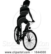 Vector Illustration of Lady Bike Cyclist Riding Bicycle Silhouette by AtStockIllustration