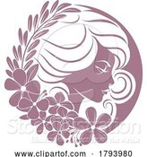 Vector Illustration of Lady Circle Face Flowers Hair Floral Concept by AtStockIllustration