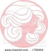 Vector Illustration of Lady Circle Face Hair Salon Hairdresser Concept by AtStockIllustration