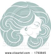 Vector Illustration of Lady Circle Face Hair Salon Hairdresser Design by AtStockIllustration