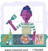 Vector Illustration of Lady Cooking Vegetable Curry Chinese Food Kitchen by AtStockIllustration