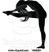 Vector Illustration of Lady Dancer Stretching Silhouette by AtStockIllustration