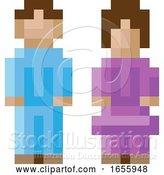 Vector Illustration of Lady Guy Male Female Icon Pixel 8 Bit Game Art by AtStockIllustration