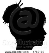 Vector Illustration of Lady Head Face Silhouette Profile by AtStockIllustration