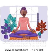 Vector Illustration of Lady Meditating Doing Yoga Pilates Illustration by AtStockIllustration
