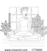 Vector Illustration of Lady Meditating Doing Yoga Pilates Illustration by AtStockIllustration