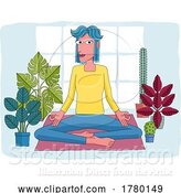 Vector Illustration of Lady Meditating Doing Yoga Pilates Illustration by AtStockIllustration