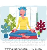 Vector Illustration of Lady Meditating Doing Yoga Pilates Illustration by AtStockIllustration