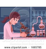 Vector Illustration of Lady Scientist Working in Laboratory by AtStockIllustration